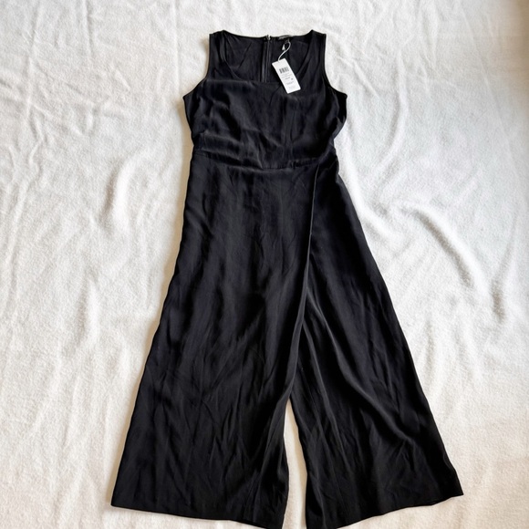 Eileen Fisher Cropped Sleeveless Black Jumpsuit Wide Leg Style Size XS - Picture 11 of 15